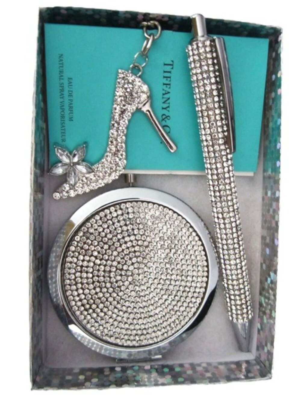 Purse Gift Set Mirror, Ink Pen, Shoe Keychain with Scent by Tiffany & Co NEW